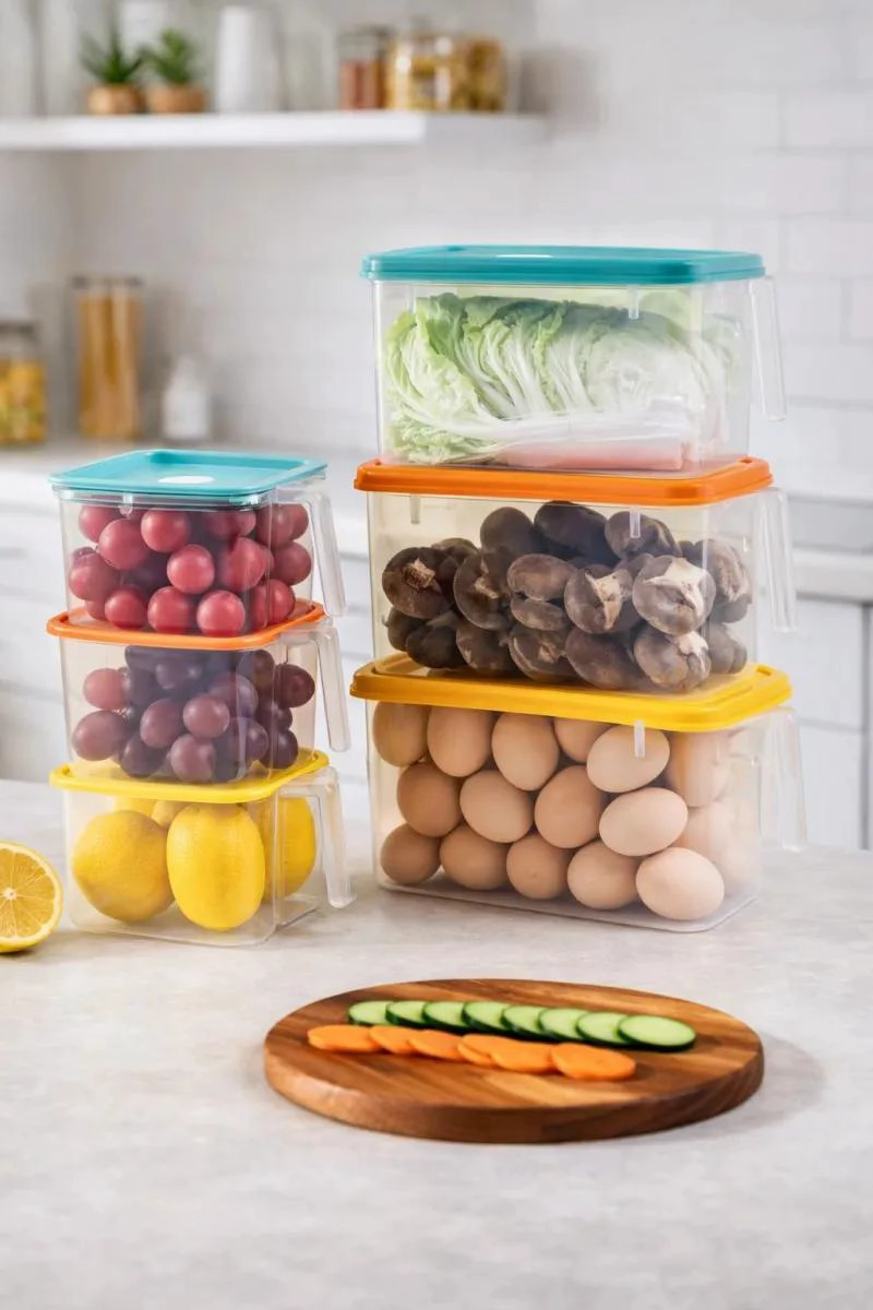CAJA ORGANIZADORA PARA REFRIGERADOR CON TAPA Y MANGO PRACTICO - 5