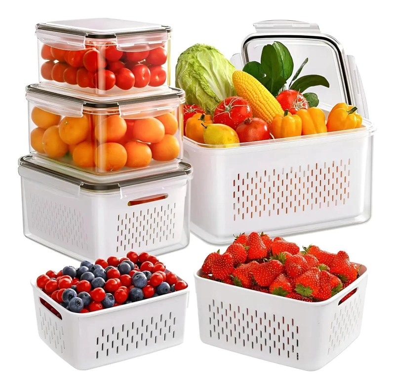 ORGANIZADOR RECTANGULAR HERME TICO DE PLASTICO PARA REFRIGERADOR - 1