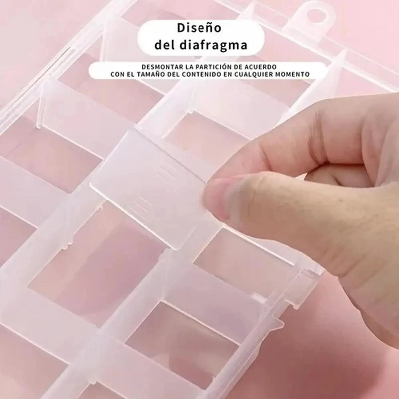 ORGANIZADOR PLASTICO CON TAPA Y 36 COMPARTIMENTOS 28X18 CM - 4