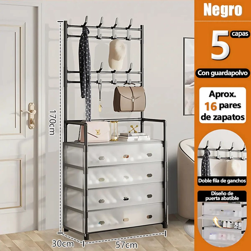 ZAPATERO PERCHERO METALICO CON 5 NIVELES PARA ORGANIZACION - 2