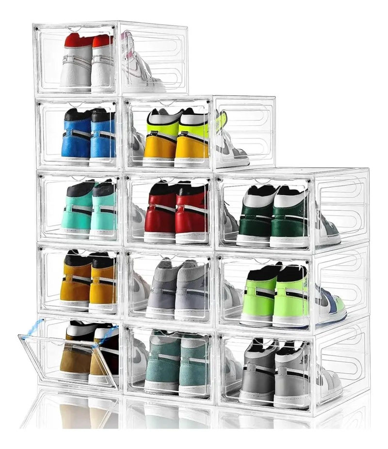 SET DE 2 CAJAS ORGANIZADORAS APILABLES PARA ZAPATOS CON CIERRE MAGNE TICO - 1
