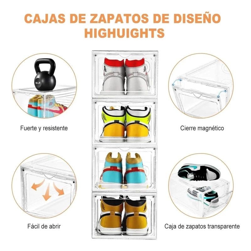 SET DE 2 CAJAS ORGANIZADORAS APILABLES PARA ZAPATOS CON CIERRE MAGNE TICO - 3