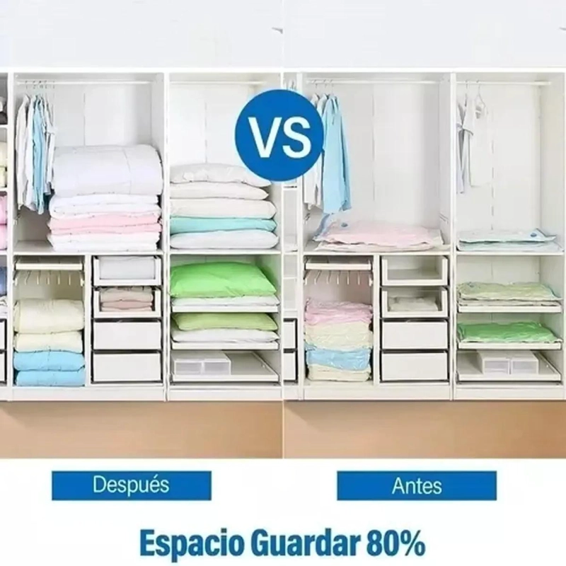 SET DE 12 BOLSAS ORGANIZADORAS AL VACIO CON BOMBA MANUAL PARA AHORRO DE ESPACIO - 4