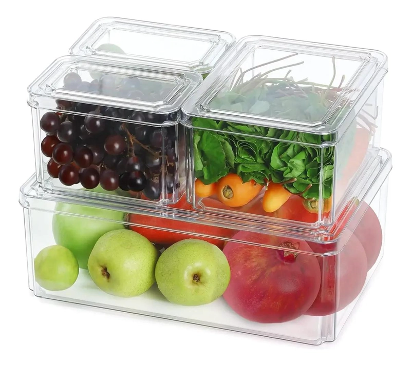 SET DE 4 CONTENEDORES HERME TICOS PARA REFRIGERADOR Y COCINA - 1