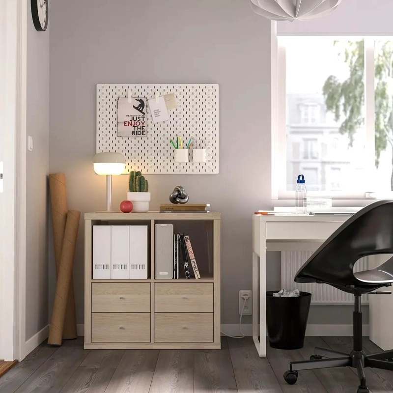 CAJON ORGANIZADOR PARA ESTANTE COLOR BLANCO CON ACABADO EFECTO MADERA DE 33X33CM - 2