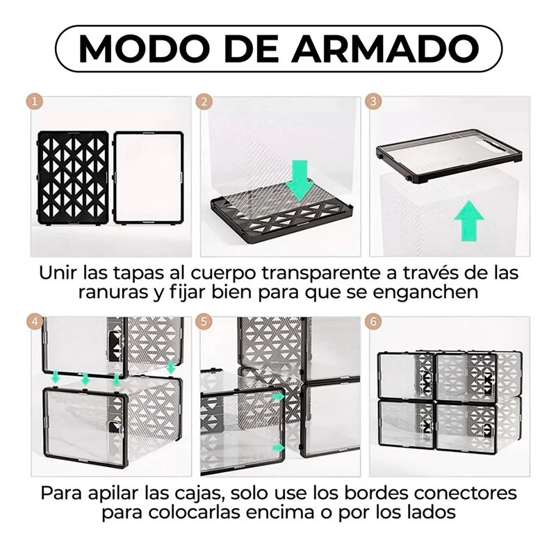 SET DE 6 CAJAS MODULARES PARA ORGANIZAR ZAPATOS CON DISEÑO PREMIUM - 2