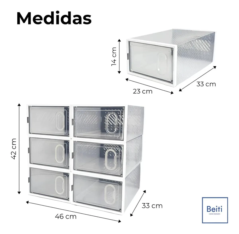 SET DE 6 CAJAS MODULARES PARA ORGANIZAR ZAPATOS CON DISEÑO PREMIUM - 4