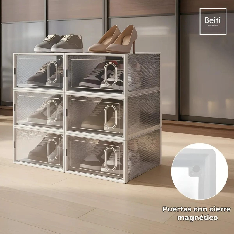 SET DE 6 CAJAS MODULARES PARA ORGANIZAR ZAPATOS CON DISEÑO PREMIUM - 5