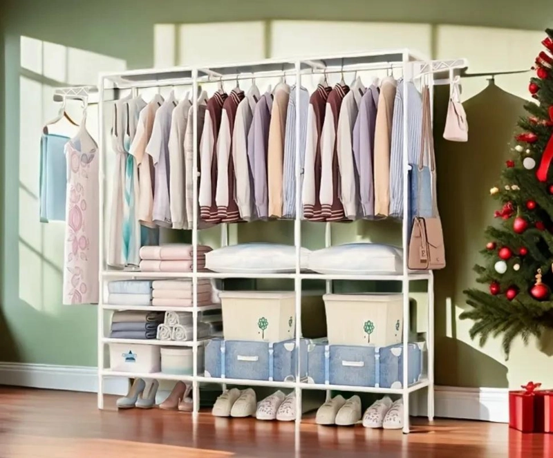 PERCHERO DE PISO PARA ORGANIZAR ROPA CON ESTRUCTURA RESISTENTE Y DISEÑO PRACTICO - 4