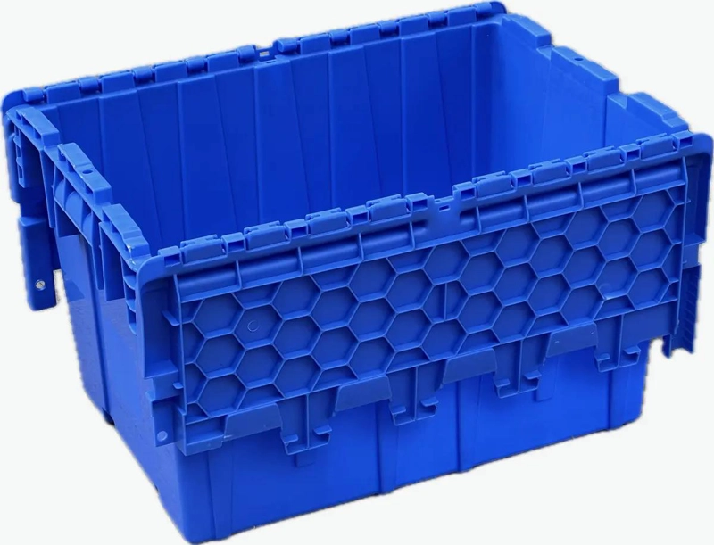 CAJA ORGANIZADORA APILABLE AZUL CON BISAGRA CAPACIDAD 52 LITROS - 5