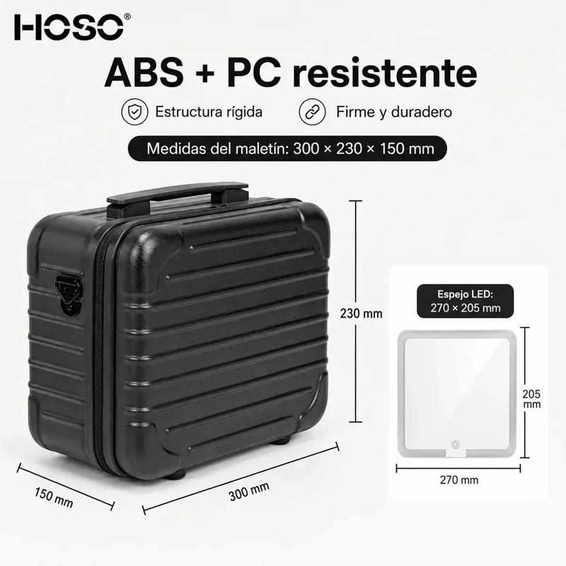 ORGANIZADOR PARA MAQUILLAJE CON ESPEJO LED REGULABLE Y COMPARTIMENTOS - 5