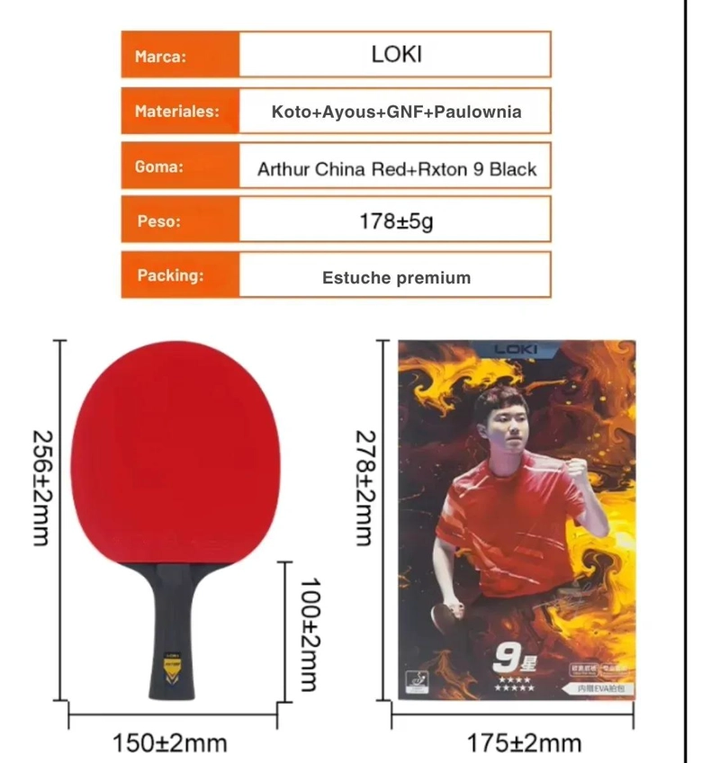 PALETA DE PING PONG PROFESIONAL CON GOMA ITTF Y FUNDA PROTECTORA - 5