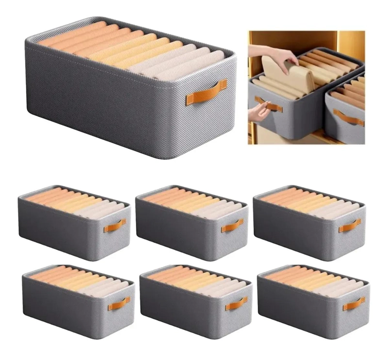 SET DE 16 CAJAS ORGANIZADORAS PLEGABLES DE TELA PARA ALMACENAJE - 1
