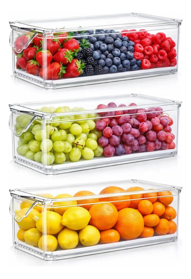 CAJA ORGANIZADORA GRANDE PARA REFRIGERADOR CON TAPA Y MANGO - 2