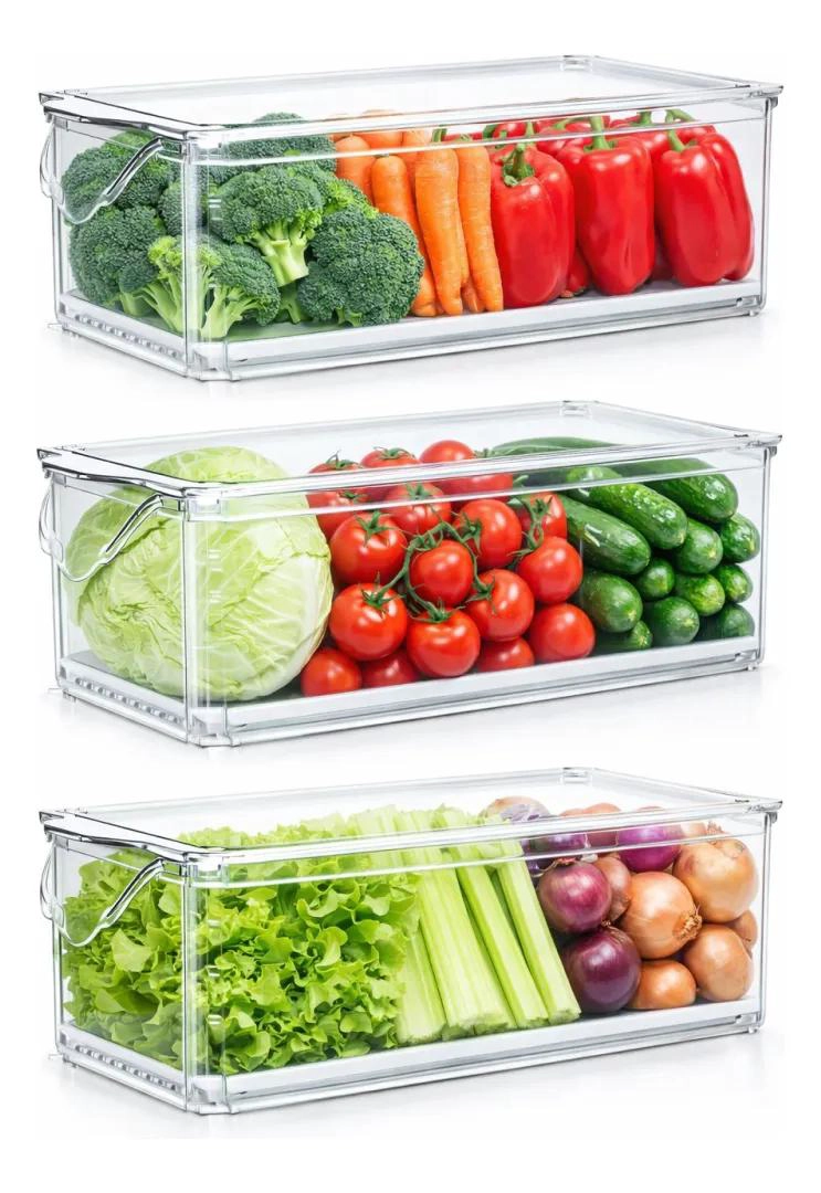 CAJA ORGANIZADORA GRANDE PARA REFRIGERADOR CON TAPA Y MANGO - 3