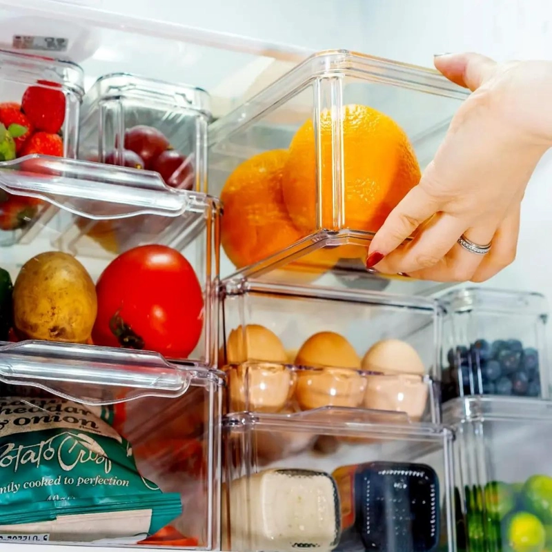 CAJA ORGANIZADORA GRANDE PARA REFRIGERADOR CON TAPA Y MANGO - 5