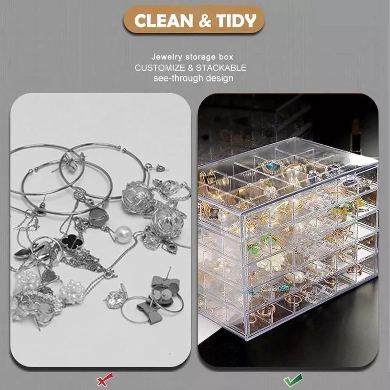 CAJA ORGANIZADORA ACRILICA CON PEDRERIA PARA DECORACION DE UÑAS - 2
