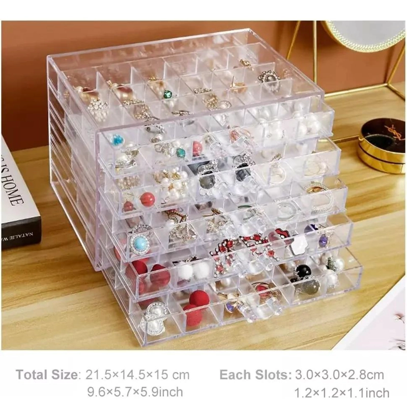 CAJA ORGANIZADORA ACRILICA CON PEDRERIA PARA DECORACION DE UÑAS - 5