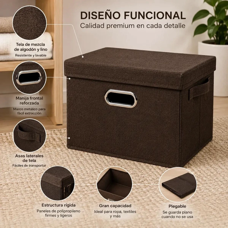 CAJA ORGANIZADORA PLEGABLE CON TAPA PARA OPTIMIZAR ESPACIO - 2