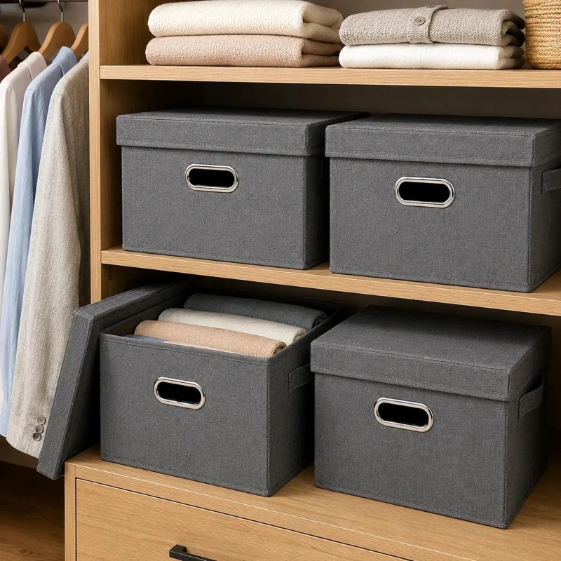 CAJA ORGANIZADORA PLEGABLE CON TAPA PARA OPTIMIZAR ESPACIO - 3