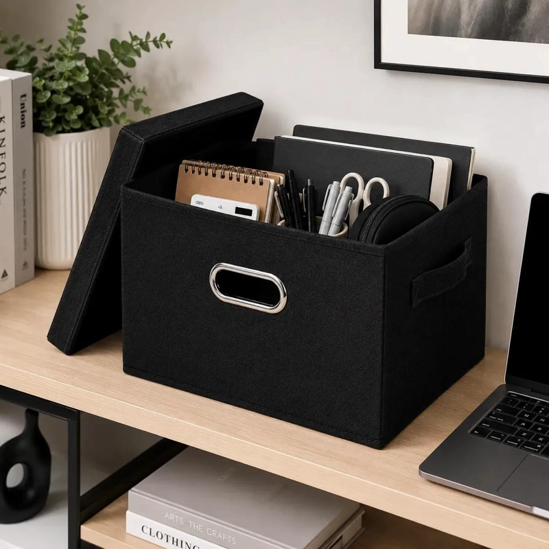 CAJA ORGANIZADORA PLEGABLE CON TAPA PARA OPTIMIZAR ESPACIO - 4