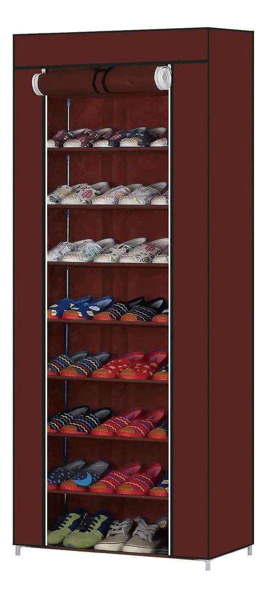ZAPATERO CON 8 ESTANTES Y CUBIERTA DE TELA BORDO PARA PROTECCION - 2
