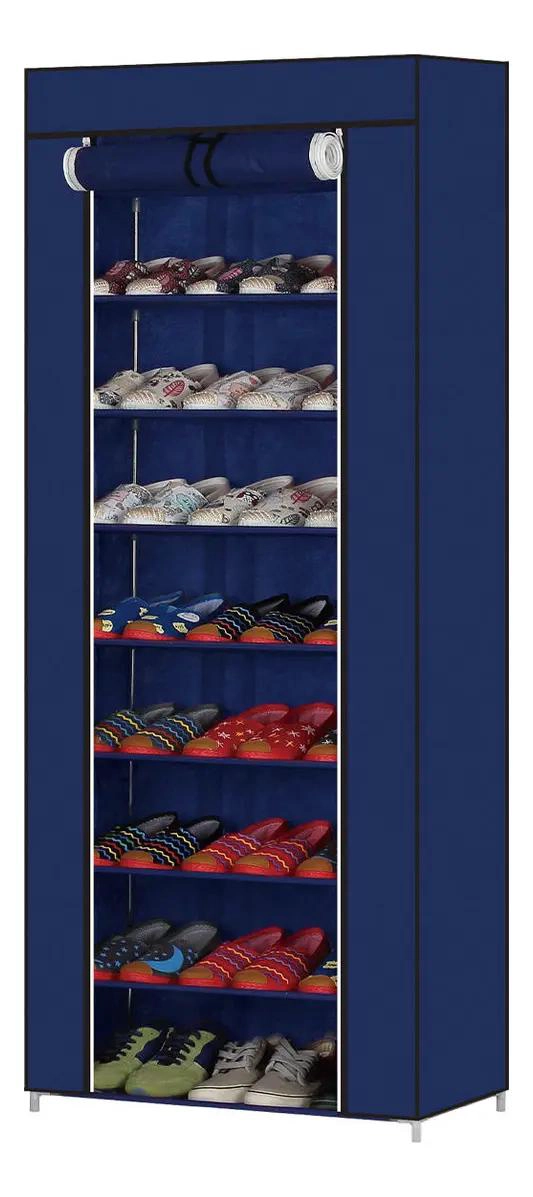 ZAPATERO AZUL CON ESTRUCTURA METALICA Y 8 NIVELES PARA 24 PARES - 2