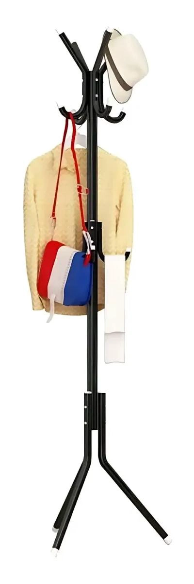 PERCHERO METALICO CON 12 GANCHOS PARA ABRIGOS Y CHAQUETAS CON ESTANTE PARA SOMBR - 1
