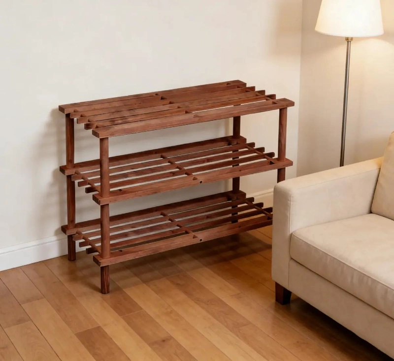 ZAPATERO ORGANIZADOR DE MADERA MULTIUSO CON 3 NIVELES - 2