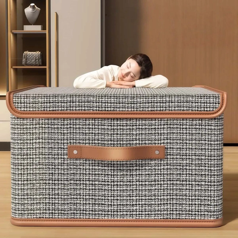 SET DE 2 CAJAS ORGANIZADORAS PLEGABLES DE TELA PARA ROPA 44X30X29 CM - 3