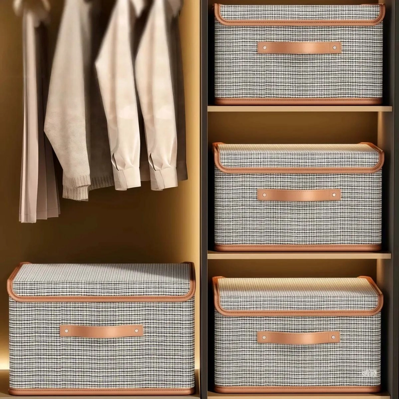 SET DE 2 CAJAS ORGANIZADORAS PLEGABLES DE TELA PARA ROPA 44X30X29 CM - 5