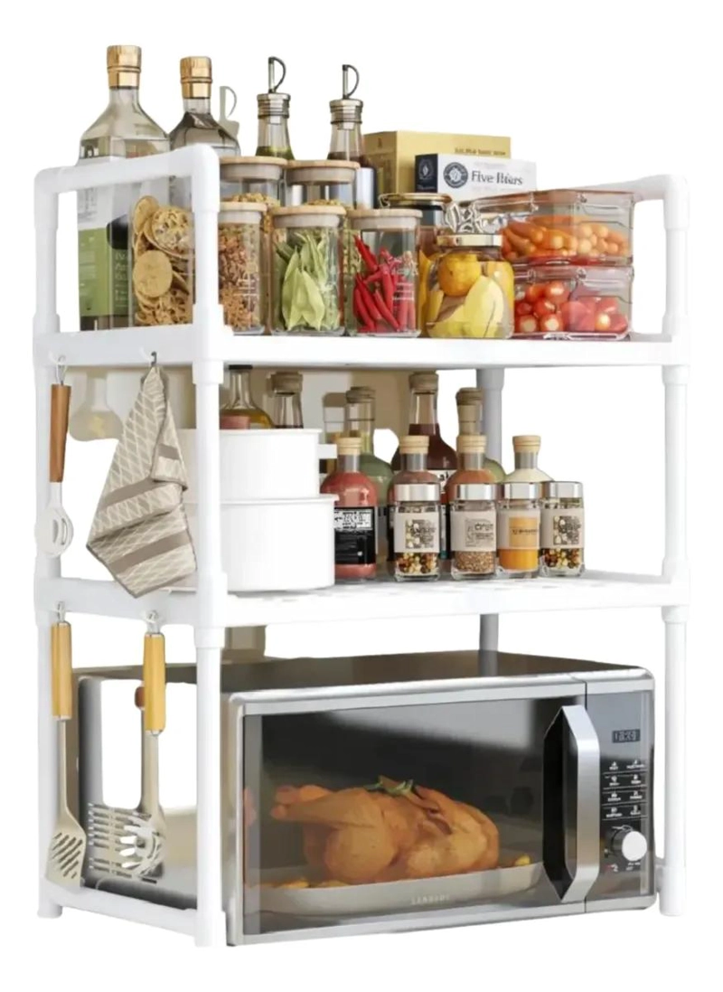 ESTANTE REPISA PARA HORNO MICROONDAS RACK ORGANIZADOR BLANCO RESISTENTE - 1