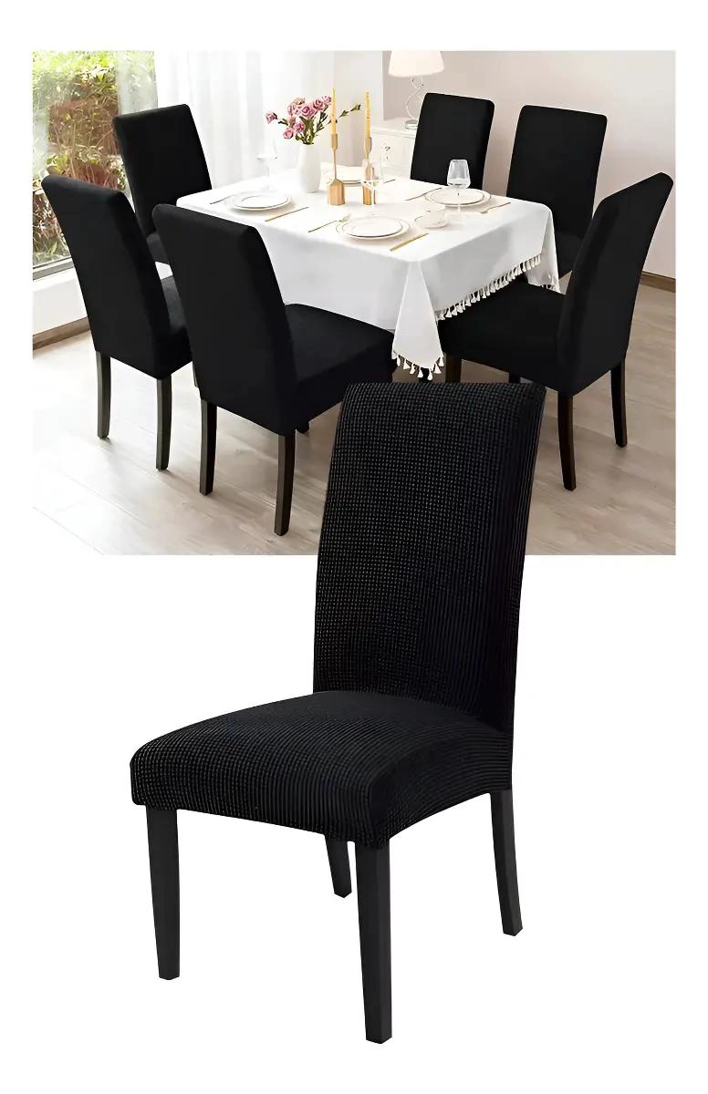PACK DE 6 FUNDAS GRUESAS PARA SILLAS DE COMEDOR CON DISEÑO CUADRILLE - 3