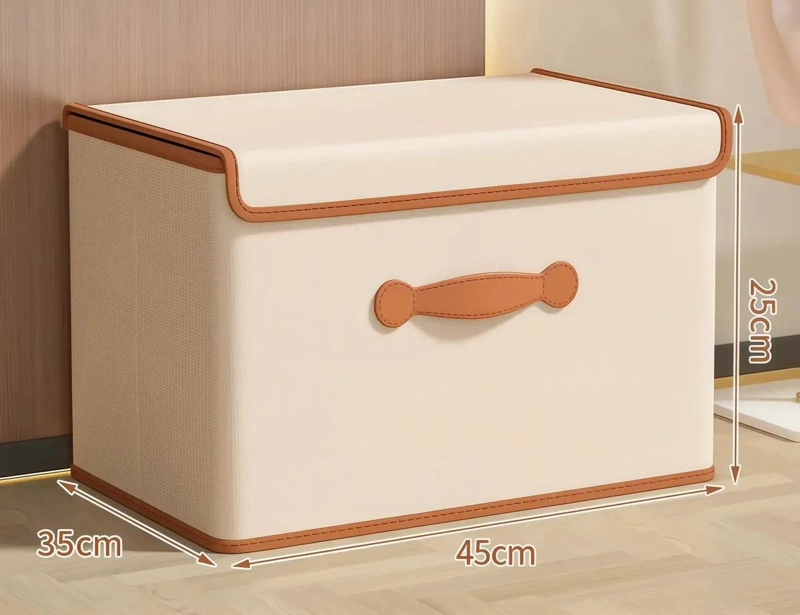 SET DE 2 CAJAS ORGANIZADORAS PLEGABLES DE TELA CON TAPA 45X35X25 CM - 2