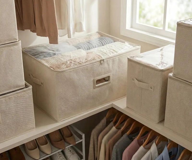 CAJA ORGANIZADORA PLEGABLE PARA ROPA CON TAPA TRANSPARENTE GRANDE - 3