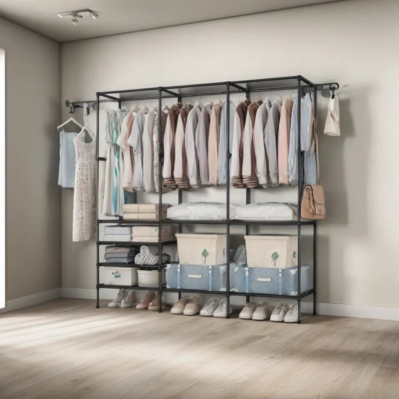 ORGANIZADOR DE CLOSET CON 3 ESPACIOS PARA ZAPATOS Y PERCHAS - 1