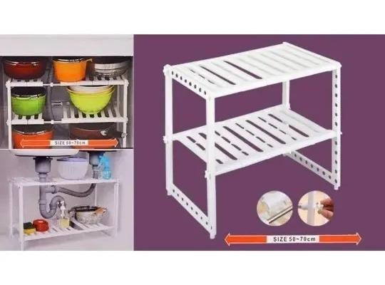 ORGANIZADOR AJUSTABLE MULTIFUNCIONAL PARA COCINA CON REPISA PARA LAVALOZA - 2