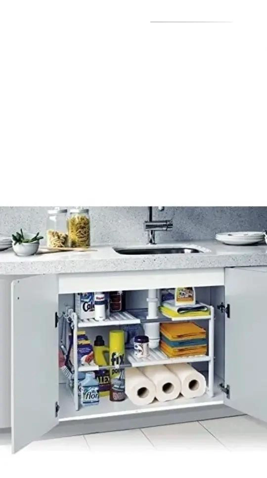ORGANIZADOR AJUSTABLE MULTIFUNCIONAL PARA COCINA CON REPISA PARA LAVALOZA - 4