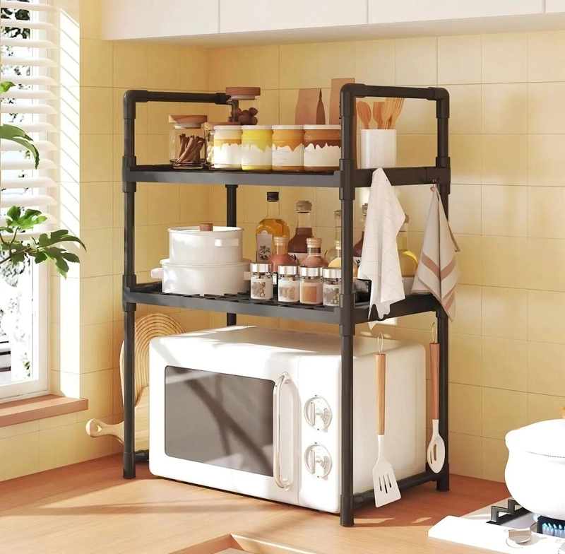 ESTANTE ORGANIZADOR MULTIUSOS DE 3 NIVELES PARA MICROONDAS COLOR NEGRO - 2