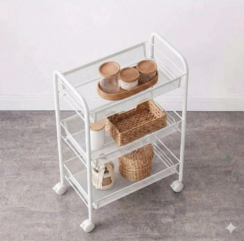 ORGANIZADOR DE COCINA CON 3 ESTANTES Y RUEDAS COLOR BLANCO - 3