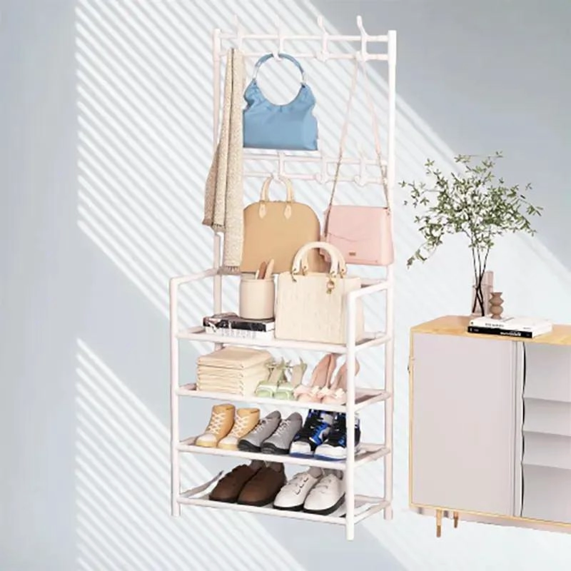 ESTANTE ORGANIZADOR DE 4 NIVELES CON PERCHERO Y ZAPATERO - 1