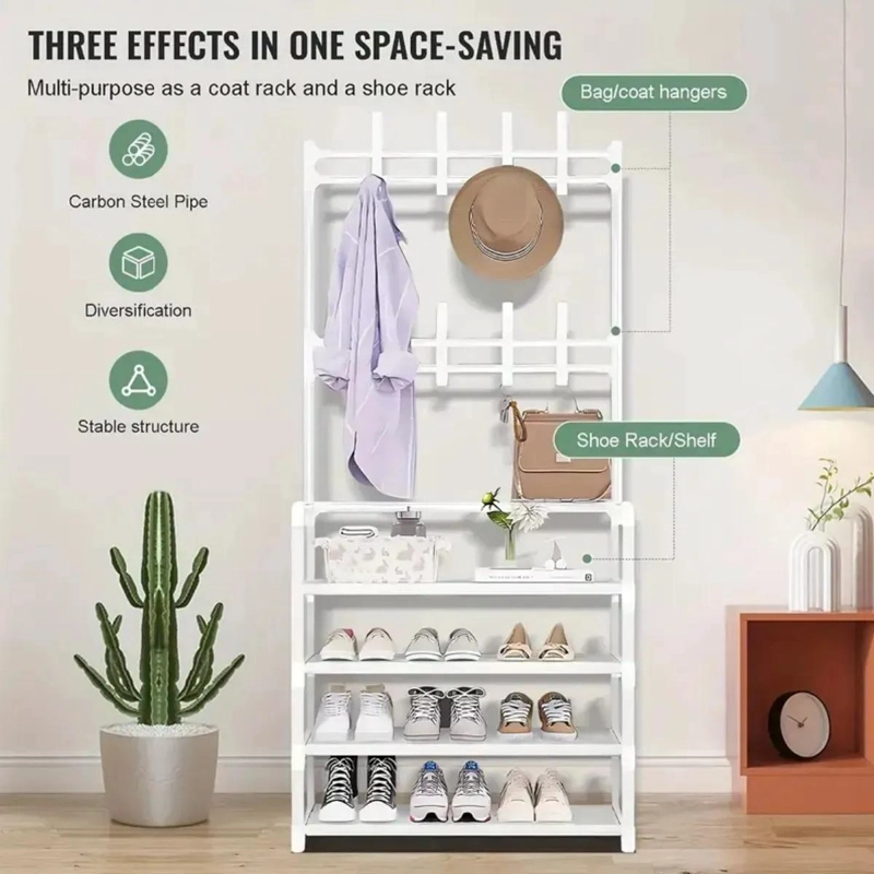 ESTANTE ORGANIZADOR DE 4 NIVELES CON PERCHERO Y ZAPATERO - 3