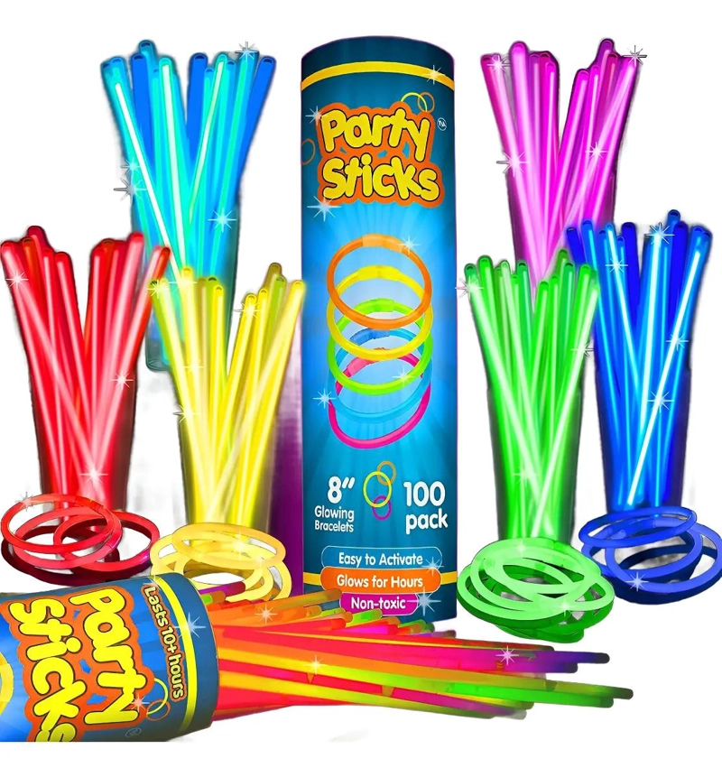 SET DE 100 PULSERAS FLUORESCENTES PARA FIESTAS CON LARGA DURACION - 1