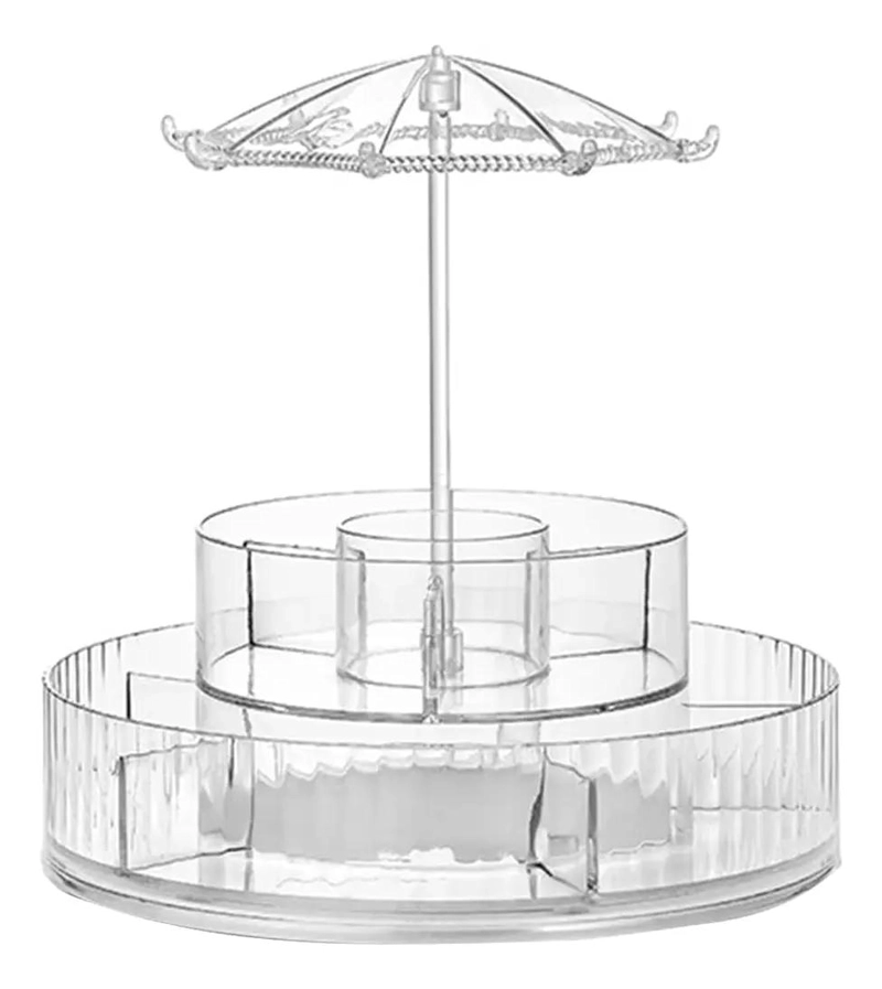 ORGANIZADOR GIRATORIO PARA MAQUILLAJE CON 2 NIVELES Y ROTACION 360 GRADOS - 1