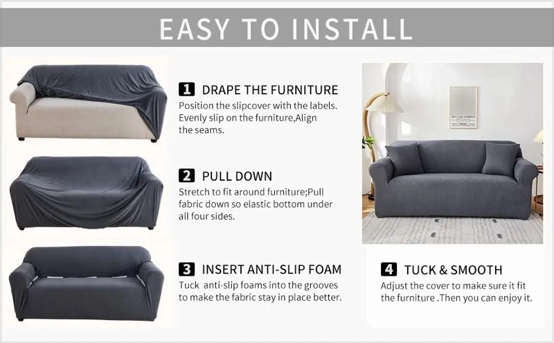 FUNDA ELASTICA PARA SILLON DE 3 CUERPOS COLOR MOSTAZA AMARILLA - 4