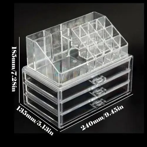 CAJA ORGANIZADORA ACRILICA PARA MAQUILLAJE Y COSME TICOS CON COMPARTIMENTOS - 2