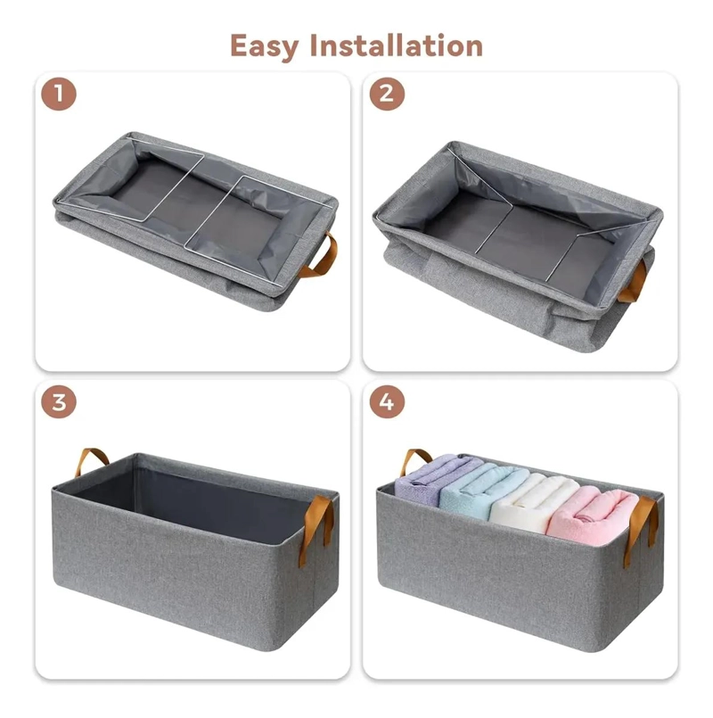SET DE 6 CESTOS PLEGABLES DE TELA PARA ORGANIZAR ROPA Y ACCESORIOS - 4