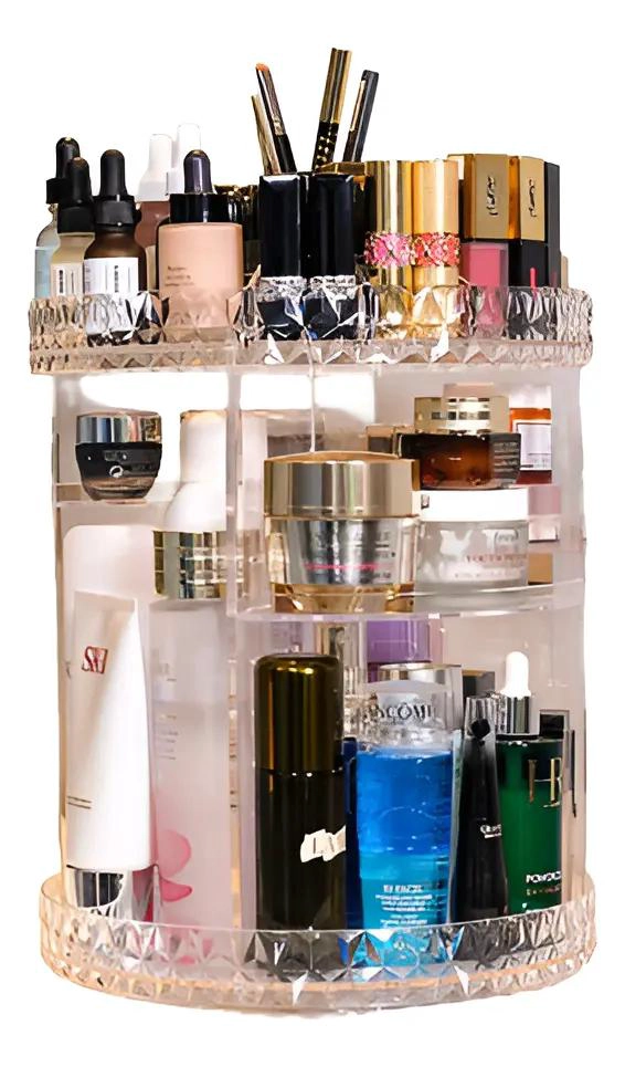 ORGANIZADOR ACRILICO PARA COSME TICOS CON 3 NIVELES Y ROTACION - 2