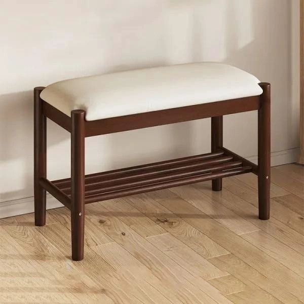 BANCA ZAPATERO ORGANIZADOR CON ASIENTO ACOLCHADO COLOR MARRON PARA HOGAR - 1
