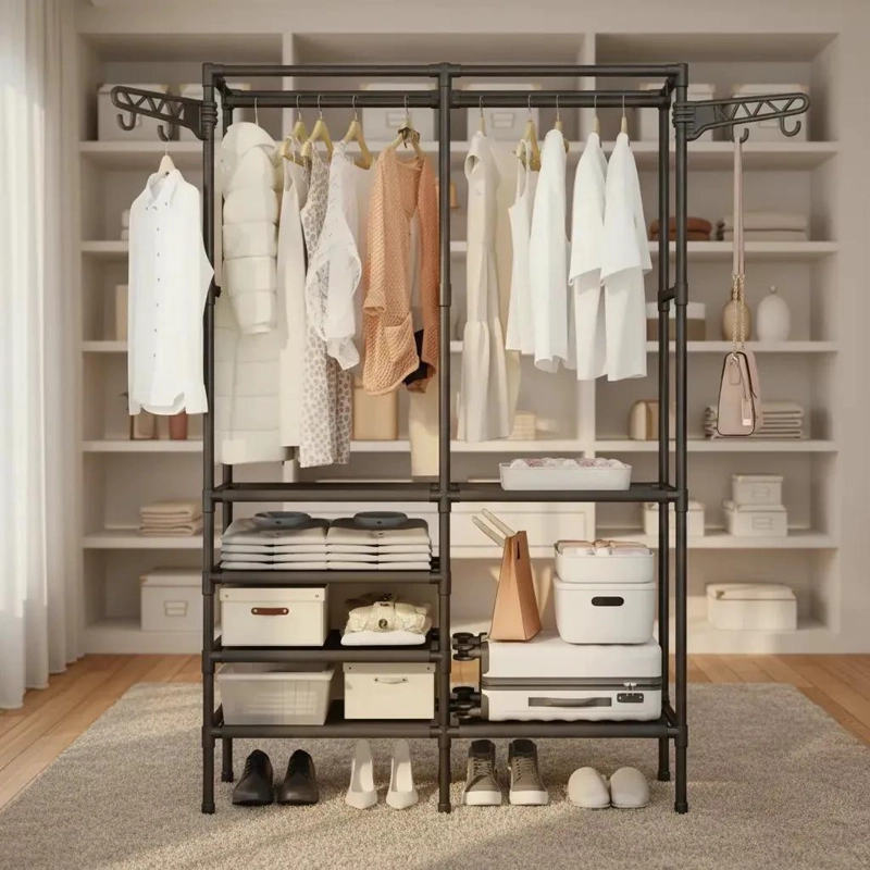 COLGADOR ORGANIZADOR DE ROPA CON DOS NIVELES PARA EXHIBICION - 4